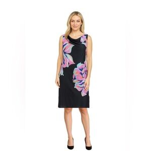 LOFT floral drape neck dress‎ size 4